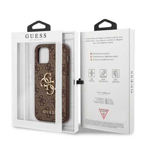 Guess 4G Big Metal Logo - Etui iPhone 12 / iPhone 12 Pro (brązowy) Guess 4G Big Metal Logo - Etui iPhone 12 / iPhone 12 Pro (brązowy)