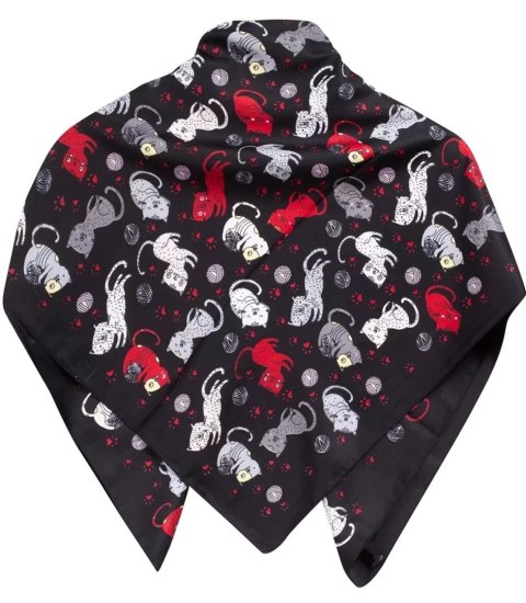 Chusta delikatna elegancka apaszka koty kotki (Wielokolorowy || Czarny)