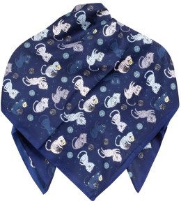 Chusta delikatna elegancka apaszka koty kotki (Wielokolorowy || Granatowy)