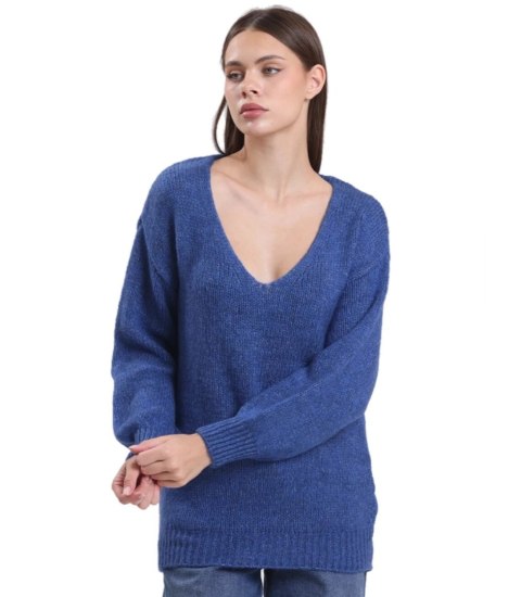 Ciepły damski sweter modny luźny MATYLDA (Granatowy) Ciepły damski sweter modny luźny MATYLDA (Granatowy)