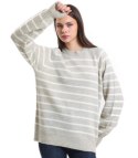Ciepły damski sweter modny w paski ANNA (Ecru)