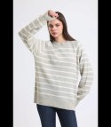 Ciepły damski sweter modny w paski ANNA (Ecru)