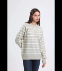 Ciepły damski sweter modny w paski ANNA (Ecru)