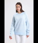 Ciepły damski sweter modny w paski ANNA (Niebieski)
