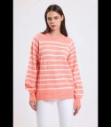 Ciepły damski sweter modny w paski ANNA (Pomarańczowy)