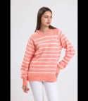 Ciepły damski sweter modny w paski ANNA (Pomarańczowy)