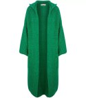 Długi ciepły kardigan sweter gruby splot VALERIA (Zielony)