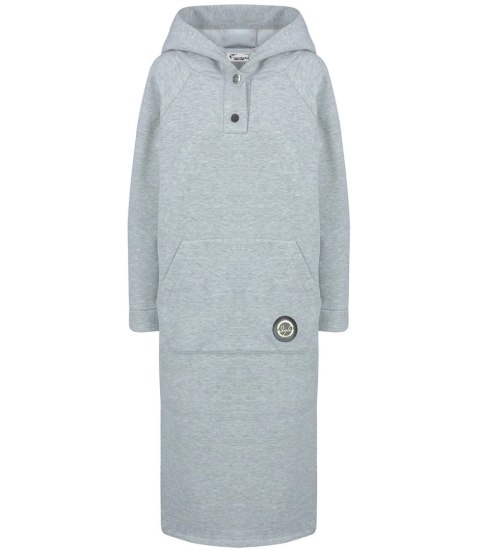 Ciepła bluza damska dresowa sukienka oversize z kapturem NANCY (Szary) Ciepła bluza damska dresowa sukienka oversize z kapturem NANCY (Szary)