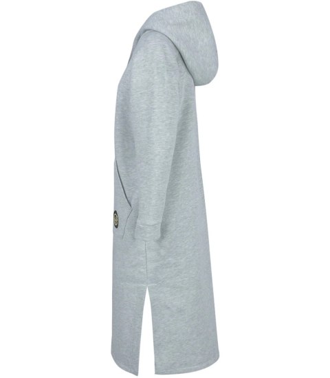 Ciepła bluza damska dresowa sukienka oversize z kapturem NANCY (Szary) Ciepła bluza damska dresowa sukienka oversize z kapturem NANCY (Szary)