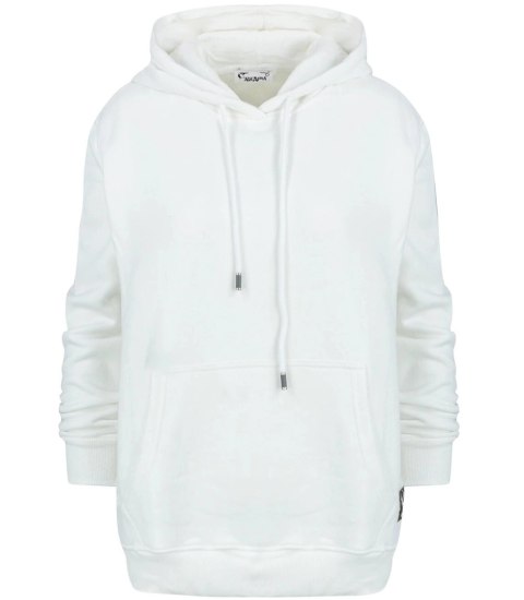 Ciepła gładka bluza oversize z kapturem kangurka KAREN (Biały) Ciepła gładka bluza oversize z kapturem kangurka KAREN (Biały)