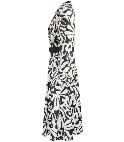 Elegancka sukienka Piękna z paskiem Kopertowy dekolt LUNA (Biały || Czarny) Elegancka sukienka Piękna z paskiem Kopertowy dekolt LUNA (Biały || Czarny)