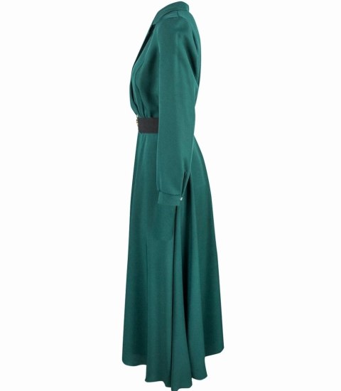 Elegancka sukienka Piękna z paskiem Kopertowy dekolt LUNA (Zielony) Elegancka sukienka Piękna z paskiem Kopertowy dekolt LUNA (Zielony)