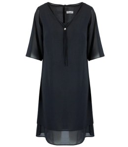 Elegancka sukienka tiulowa z podszewką midi IZABELLA plus size (Czarny)