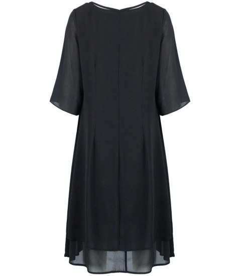 Elegancka sukienka tiulowa z podszewką midi IZABELLA plus size (Czarny) Elegancka sukienka tiulowa z podszewką midi IZABELLA plus size (Czarny)
