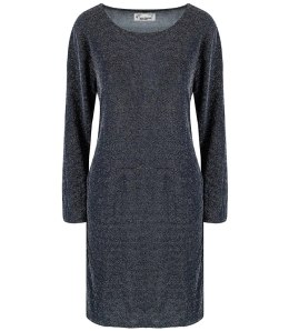 Elegancka sukienka trapezowa z brokatem długość midi CELESTE (Czarny)