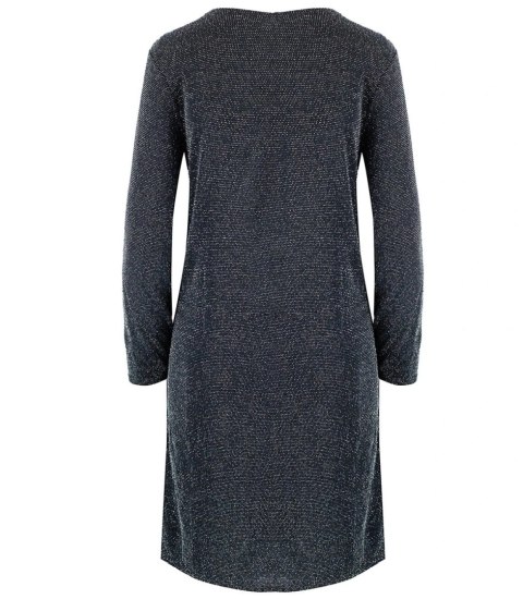 Elegancka sukienka trapezowa z brokatem długość midi CELESTE (Czarny) Elegancka sukienka trapezowa z brokatem długość midi CELESTE (Czarny)