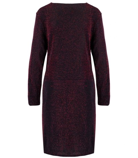Elegancka sukienka trapezowa z brokatem długość midi CELESTE (Czerwony) Elegancka sukienka trapezowa z brokatem długość midi CELESTE (Czerwony)