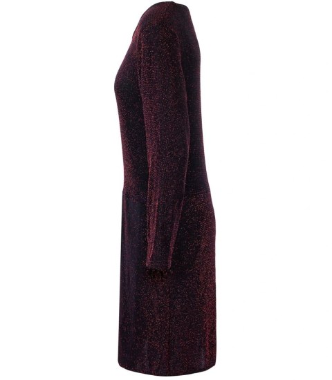 Elegancka sukienka trapezowa z brokatem długość midi CELESTE (Czerwony) Elegancka sukienka trapezowa z brokatem długość midi CELESTE (Czerwony)