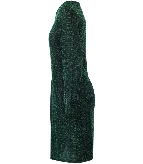 Elegancka sukienka trapezowa z brokatem długość midi CELESTE (Zielony) Elegancka sukienka trapezowa z brokatem długość midi CELESTE (Zielony)