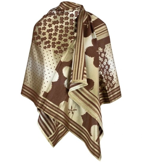 Elegancki dwustronny szalik z złotą nitką i wzorem w kwiaty (Brązowy || Wielokolorowy) Elegancki dwustronny szalik z złotą nitką i wzorem w kwiaty (Brązowy || Wielokolorowy)