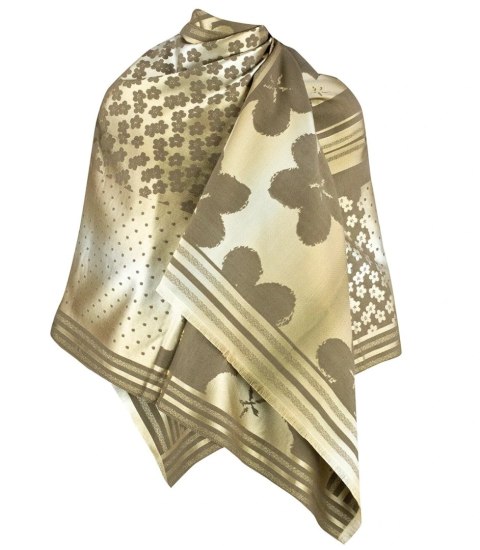 Elegancki dwustronny szalik z złotą nitką i wzorem w kwiaty (Brązowy || Wielokolorowy) Elegancki dwustronny szalik z złotą nitką i wzorem w kwiaty (Brązowy || Wielokolorowy)