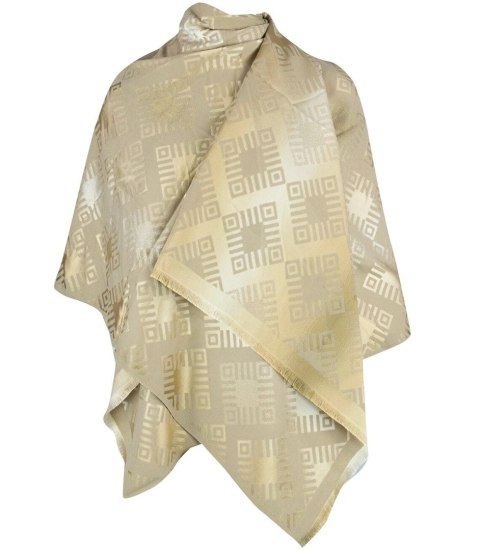 Elegancki dwustronny szalik z złotą nitką i wzorem w romby (Wielokolorowy || Beżowy) Elegancki dwustronny szalik z złotą nitką i wzorem w romby (Wielokolorowy || Beżowy)