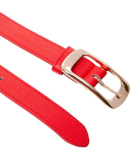 Gładki damski pasek z eko skóry ze złotą sprzączką Elegancki 115x2 cm (Czerwony) Gładki damski pasek z eko skóry ze złotą sprzączką Elegancki 115x2 cm (Czerwony)