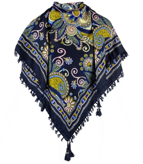 Piękna chusta szalik z frędzlami orientalny print (Wielokolorowy || Niebieski) Piękna chusta szalik z frędzlami orientalny print (Wielokolorowy || Niebieski)
