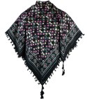 Piękna chusta szalik z frędzlami print w kwiaty (Wielokolorowy || Czarny)