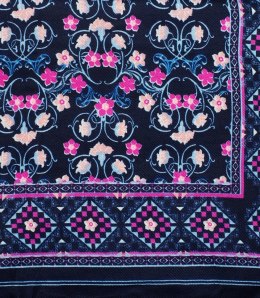 Piękna chusta szalik z frędzlami print w kwiaty (Wielokolorowy || Niebieski)