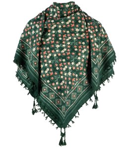 Piękna chusta szalik z frędzlami print w kwiaty (Zielony || Wielokolorowy)