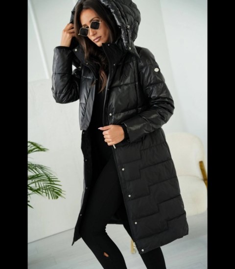Pikowany płaszcz 2w1 z kapturem Ocieplony Elegancka AMANDA (Czarny) Pikowany płaszcz 2w1 z kapturem Ocieplony Elegancka AMANDA (Czarny)