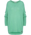 Sweter damski gładki luźny z dlłuższym tyłem SOPHIA (Zielony)