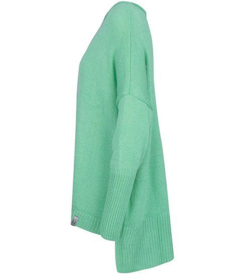 Sweter damski gładki luźny z dlłuższym tyłem SOPHIA (Zielony) Sweter damski gładki luźny z dlłuższym tyłem SOPHIA (Zielony)