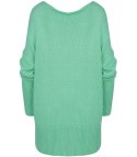 Sweter damski gładki luźny z dlłuższym tyłem SOPHIA (Zielony)