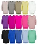 Sweter damski gładki luźny z dlłuższym tyłem SOPHIA (Zielony)