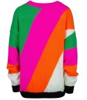 Sweter damski w kolorowe skośne pasy LINDA (Pomarańczowy || Wielokolorowy)