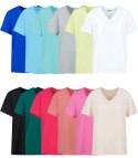 Bluzka koszulka t-shirt basic dekolt w serek ALDONA (Różowy)