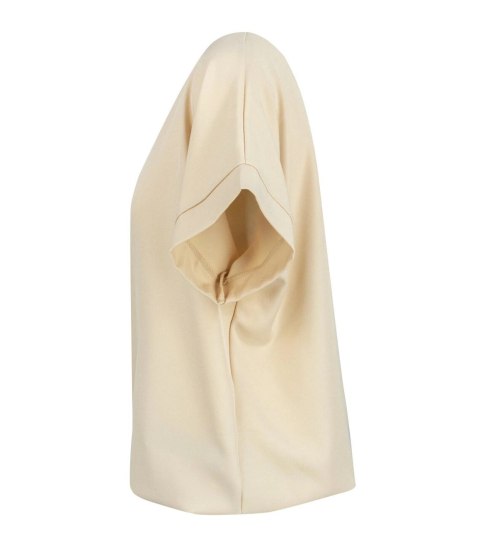 Elegancka bluzka z okrągłym dekoltem i gumką w pasie INGA (Beżowy) Elegancka bluzka z okrągłym dekoltem i gumką w pasie INGA (Beżowy)