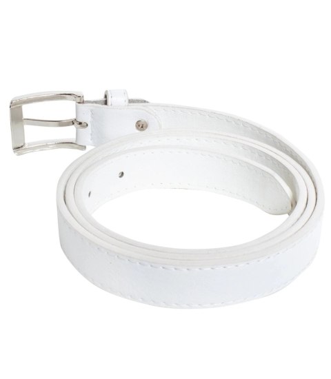 Gładki damski pasek z eko skóry ze srebrną sprzączką 117x2,3 cm Elegancki (Biały) Gładki damski pasek z eko skóry ze srebrną sprzączką 117x2,3 cm Elegancki (Biały)