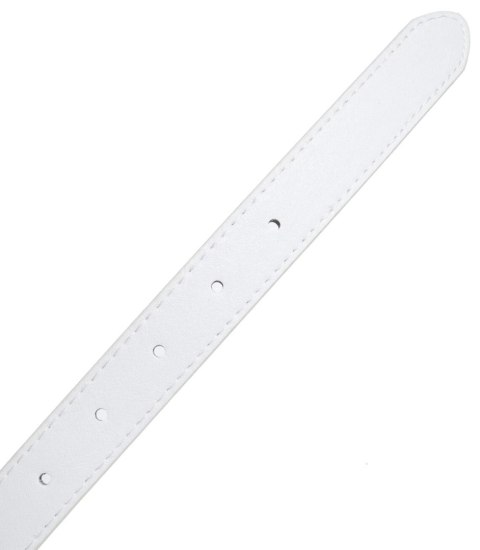 Gładki damski pasek z eko skóry ze srebrną sprzączką 117x2,3 cm Elegancki (Biały) Gładki damski pasek z eko skóry ze srebrną sprzączką 117x2,3 cm Elegancki (Biały)
