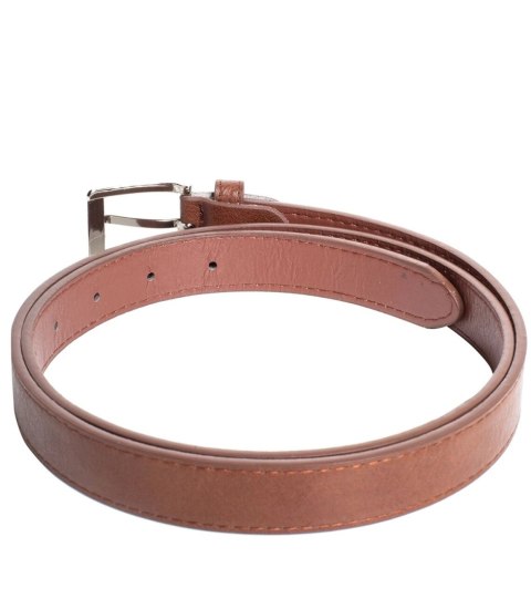 Gładki damski pasek z eko skóry ze srebrną sprzączką 117x2,3 cm Elegancki (Brązowy) Gładki damski pasek z eko skóry ze srebrną sprzączką 117x2,3 cm Elegancki (Brązowy)