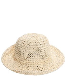 Kapelusz słomkowy pleciony BUCKET HAT (Beżowy)