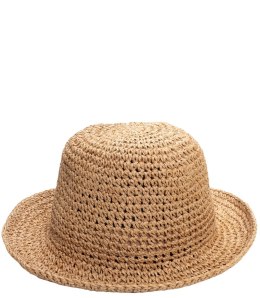 Kapelusz słomkowy pleciony BUCKET HAT (Brązowy)