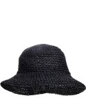 Kapelusz słomkowy pleciony BUCKET HAT (Czarny)