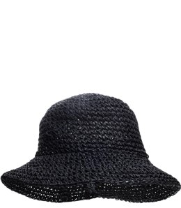 Kapelusz słomkowy pleciony BUCKET HAT (Czarny)