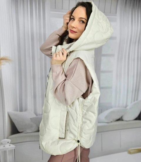 Krótki damski bezrękawnik kamizelka PLUS SIZE LILY (Biały) Krótki damski bezrękawnik kamizelka PLUS SIZE LILY (Biały)