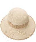 Damski kapelusz słomkowy chapeau-cloche złota nitka (Beżowy)