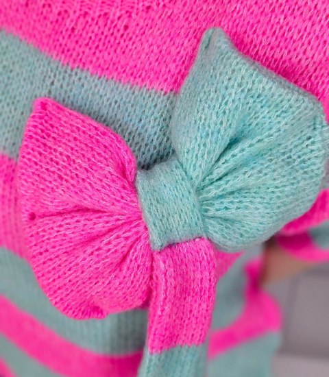 Kolorowy sweter z kokardą w paski wełna VIVIENE (Różowy || Wielokolorowy || Niebieski) Kolorowy sweter z kokardą w paski wełna VIVIENE (Różowy || Wielokolorowy || Niebieski)