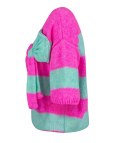 Kolorowy sweter z kokardą w paski wełna VIVIENE (Różowy || Wielokolorowy || Niebieski)